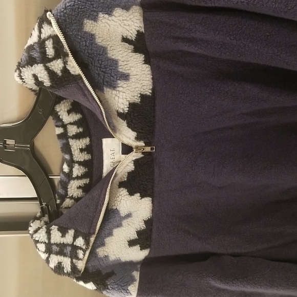 💕THE GREAT💕 The Fleece Half Zip Pullover ~ Navy Canyon Geo 1 NWT - Picture 12 of 16